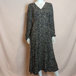 Missguided Black Dalmatian Print V Neck Smock Dress size 0